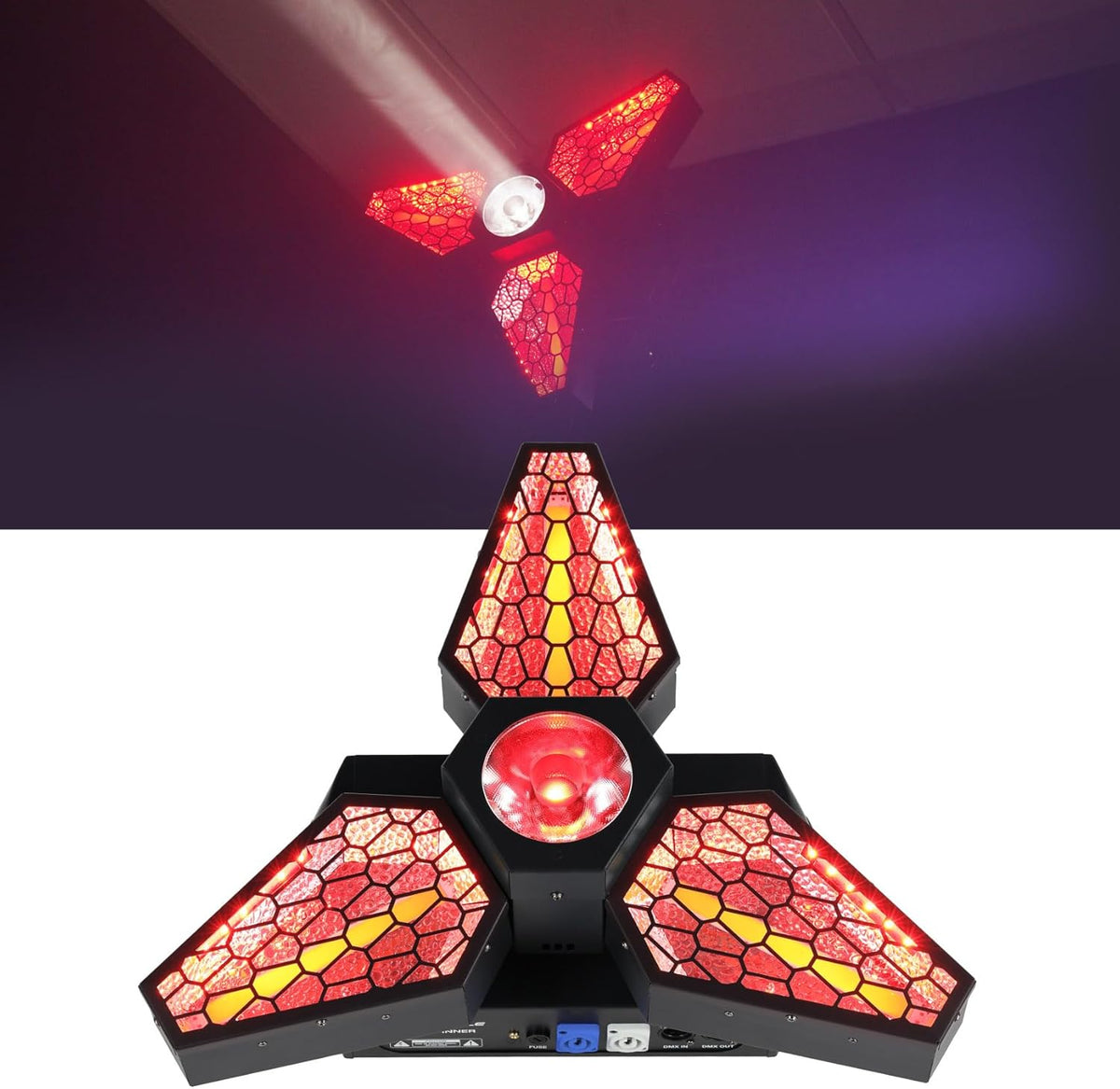 Rockville Leaf Spinner 250W 3-in-1 Rotating DJ Stage Light with Retro Amber RGBW LEDs and
