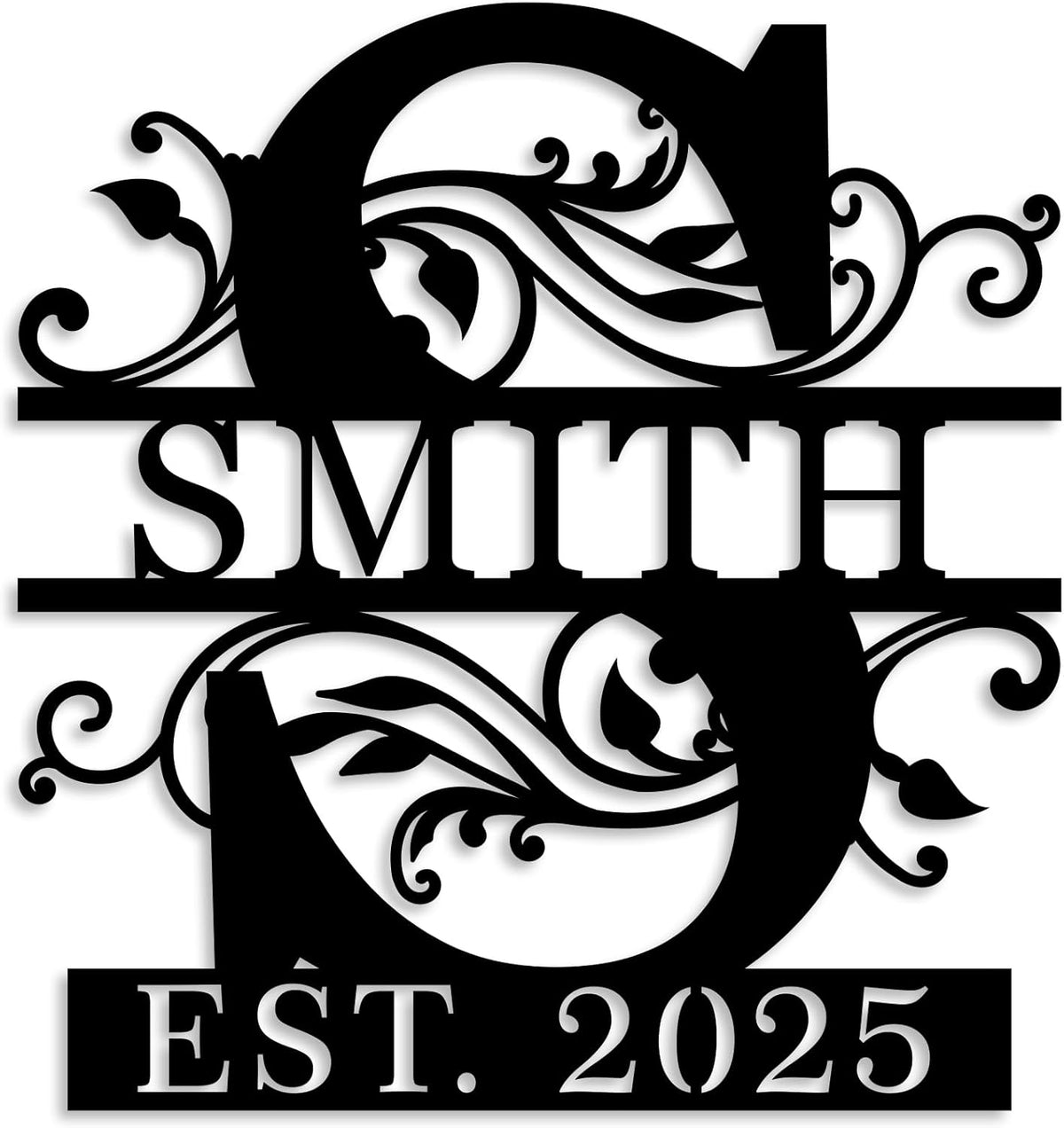 Custom Metal Name Sign | Personalized Last Name Signs | Split Letter Monogram Wall Decor | Family