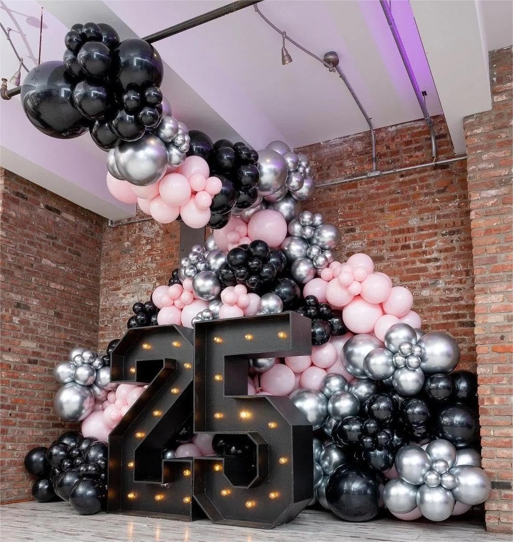 Metallic Silver Balloons, 50 Pcs 12 Inch Silver Chrome Latex Balloons for Balloon Garland or Arch