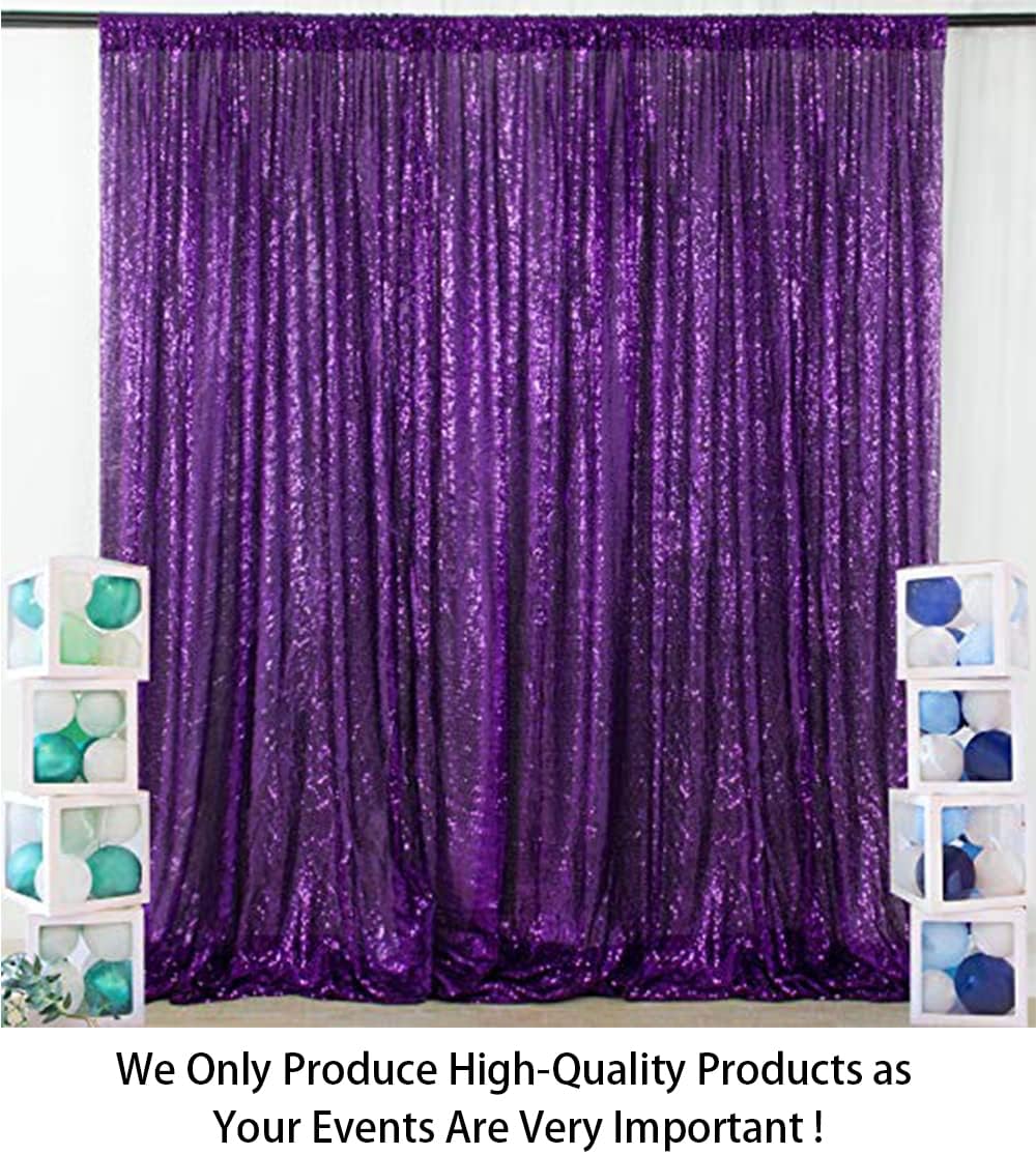 ShinyBeauty Purple Sequin-Backdrop-Curtain 2Panels 5FTx10FT Glitter Wedding Backdrop Photography