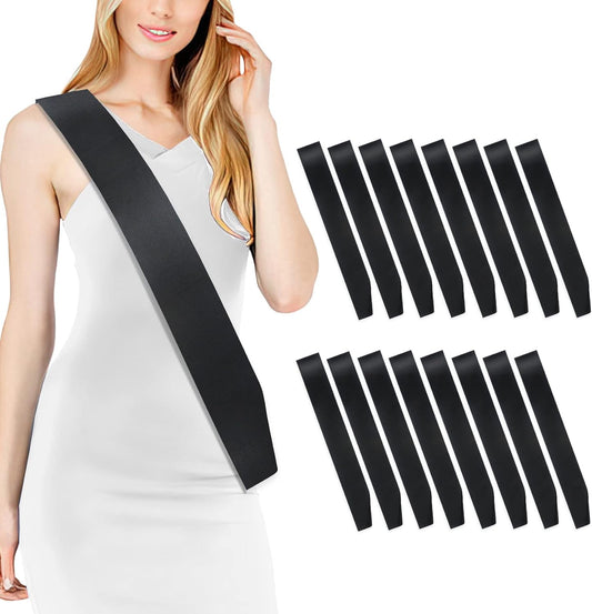 16 Pcs Sash Blank Satin Sash Black Sash Party, Bride To Be Sash, Plain Sash, Diy Sash Sashes For