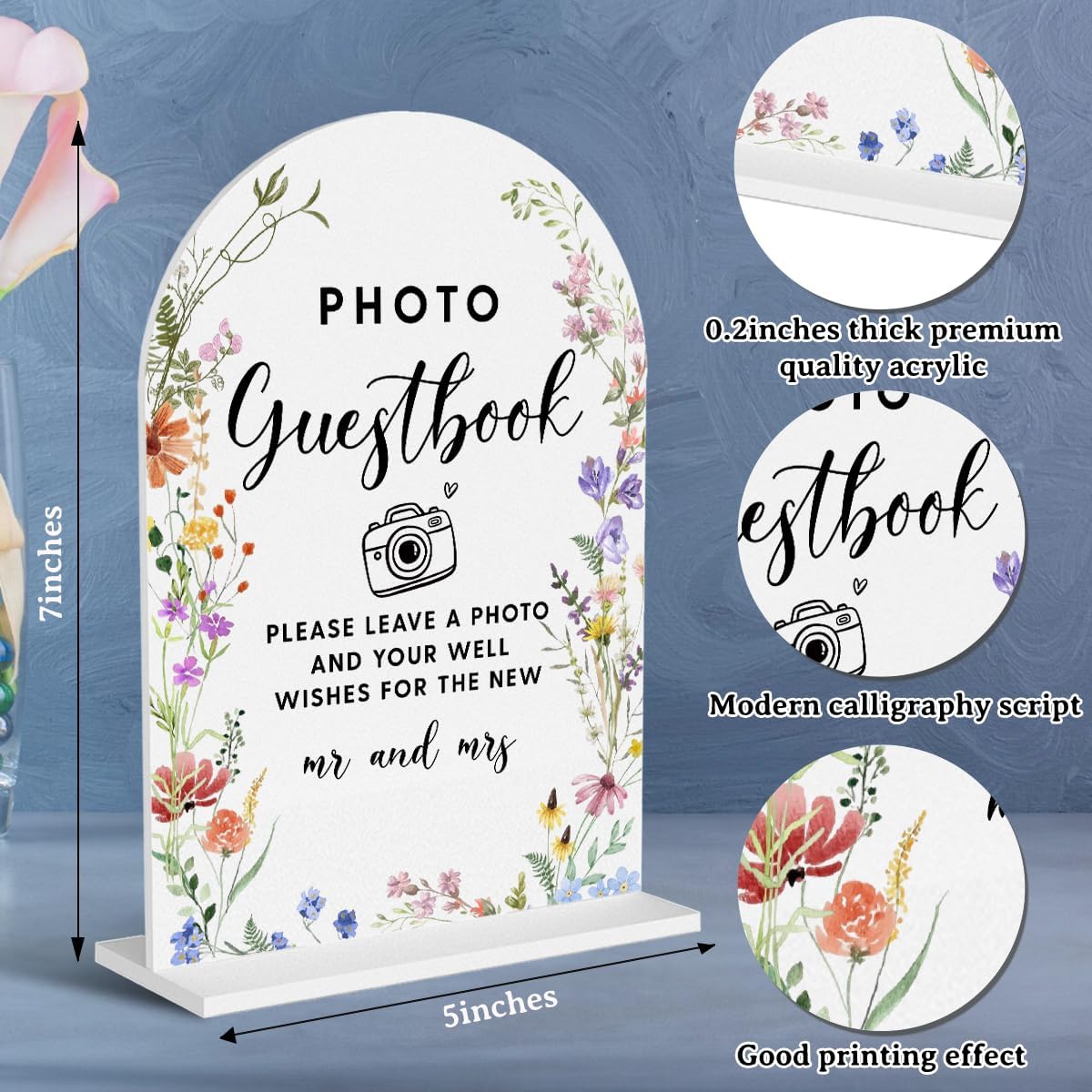 Acrylic Wedding Signs, Photo Guestbook Signs for Marriage Reception, Bridal Shower Decorations