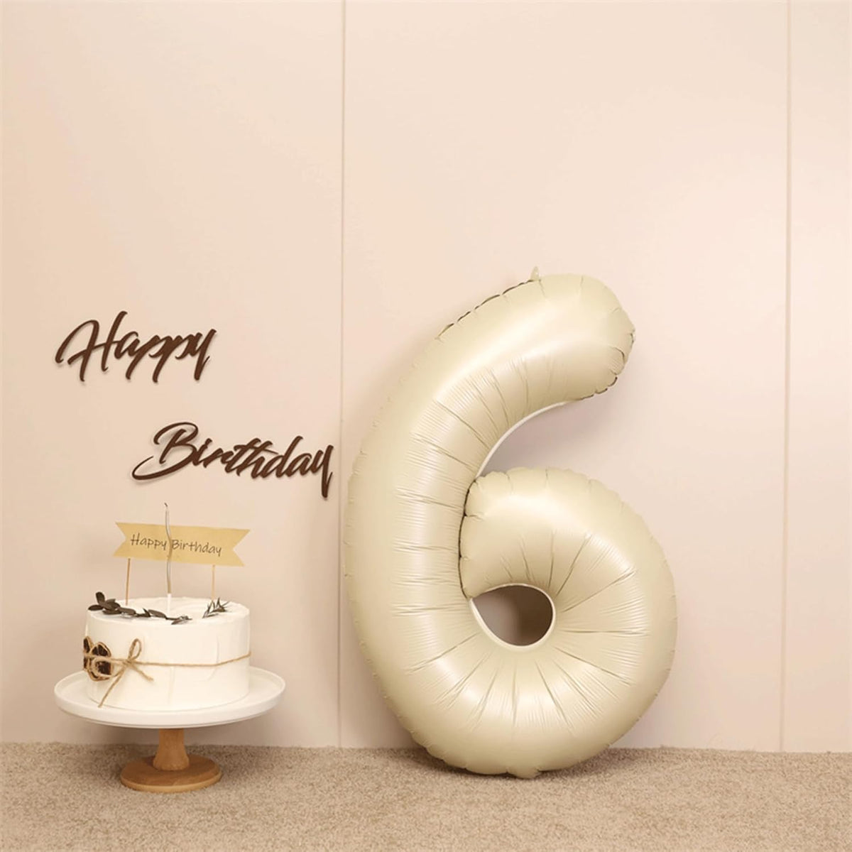 40 Inch Cream White Number 6 Balloon - Mylar Big Foil Helium Number 16 26 36 46 56 66 - Party