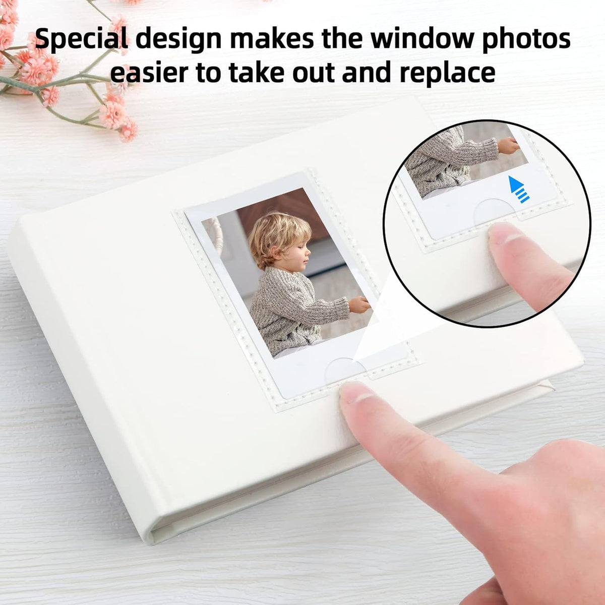 64 Pocket Mini Photo Album with Writing Space,Faux Leather Cover, Compatible with 2x3 Inch Polaroid