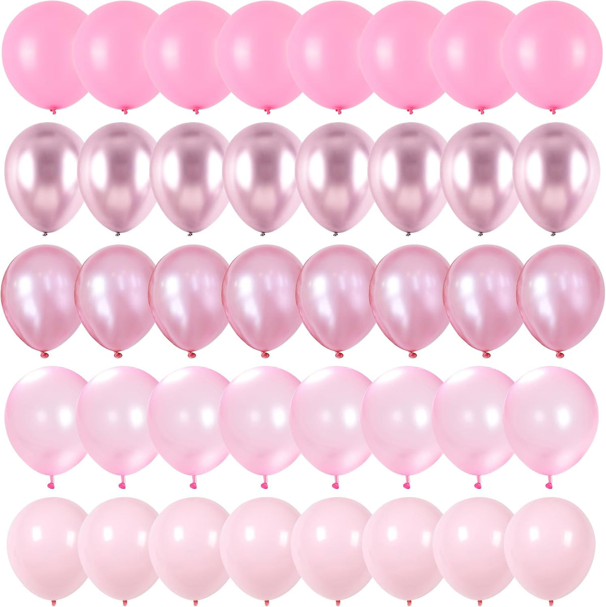 Pink Balloons Set, 60 Packs 12 Inch Metallic Chrome Pink Pearl Macaron Light Pink Different Shades
