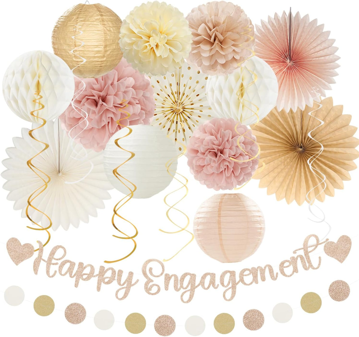 Champagne-Gold Fall Boho Happy-Engagement Party-Decorations - 21pcs Women She Said Yes Proposal