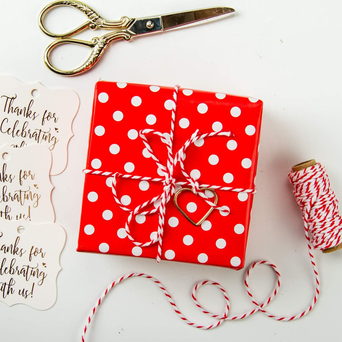 WRAPAHOLIC Reversible Wrapping Paper - Mini Roll - 17 Inch X 33 Feet - Red and Polka Dot Design for