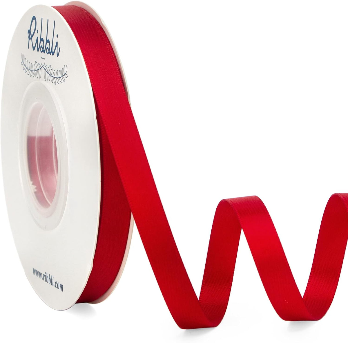 Ribbli Double Faced Red Satin Ribbon,3/8” x Continuous 25 Yards,Use for Bows Bouquet,Gift