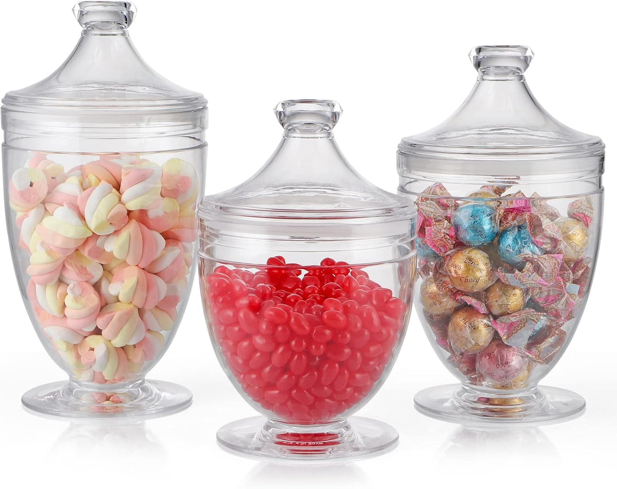 MOLIGOU Acrylic Apothecary Jars with Airtight Lid, Candy Jars for Candy Buffet, Decorative Bathroom