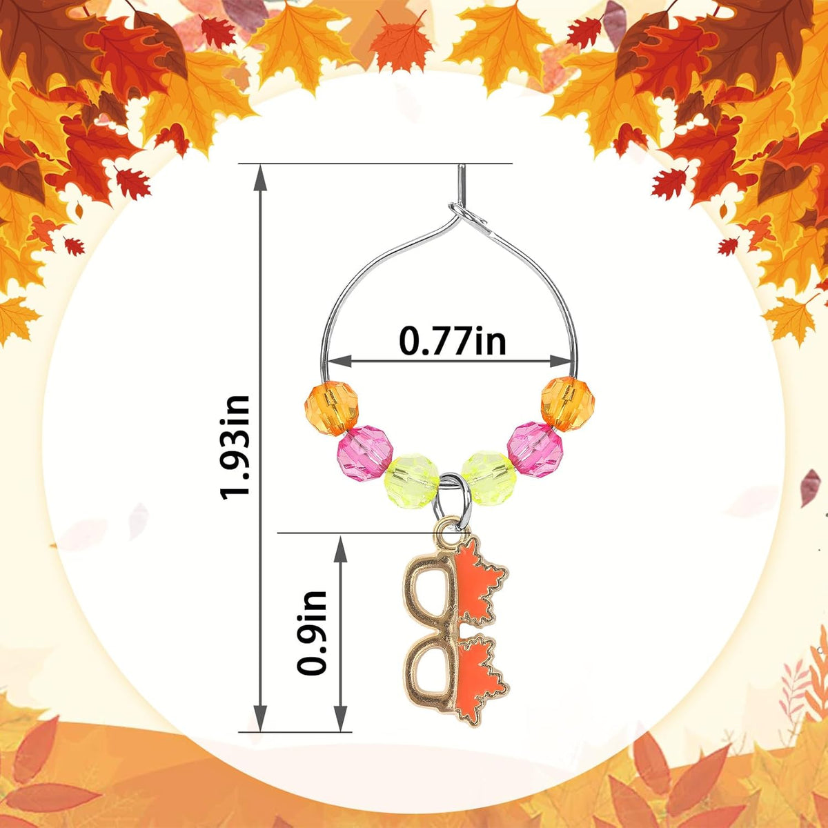 SANNIX Thanksgiving Wine Glass Charms, 24pcs Wine Glass Identifiers for Stem Glasses, Hostess Gifts