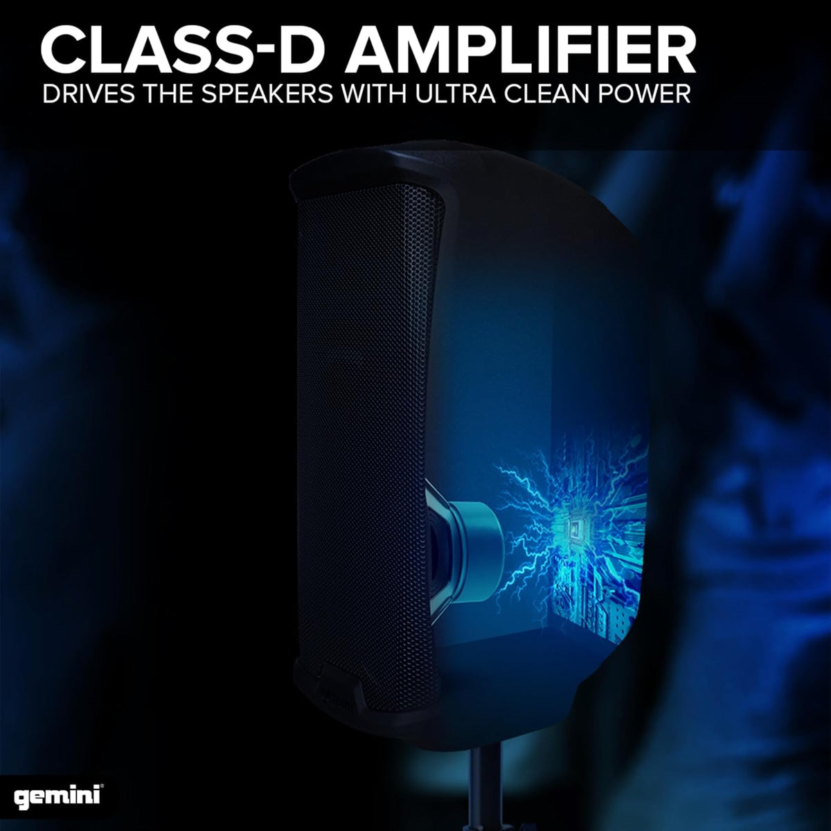 Gemini 10” 1000W Bluetooth PA Speaker with TWS Link, USB/SD/FM, XLR/RCA/AUX Inputs, Mic & Guitar
