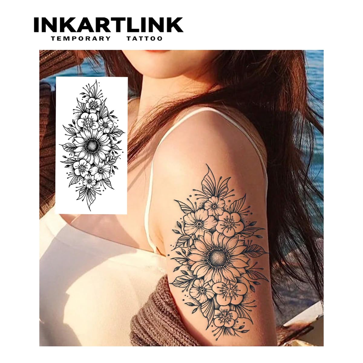 INKARTLINK Tattoo Tech, 2 Sheets Extra-Large Semi Permanent Tattoo, Adult Art Design Temporary