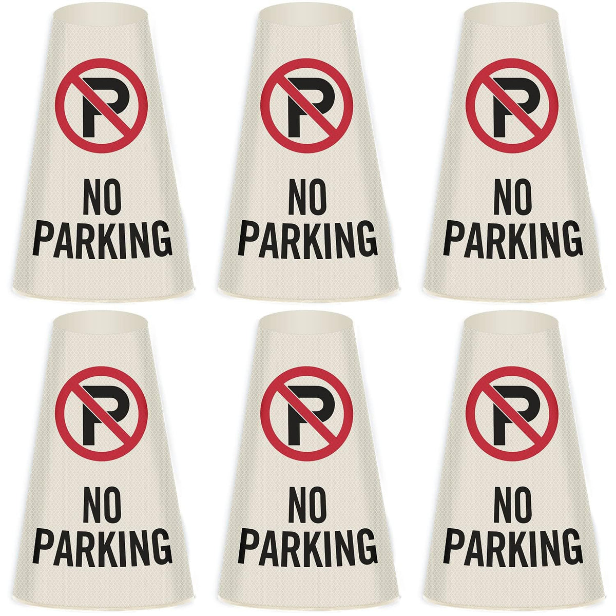 SmartSign 6-Pack "No Parking" Reflective Cone Message Sleeve Collar with Symbol, 360-Degree