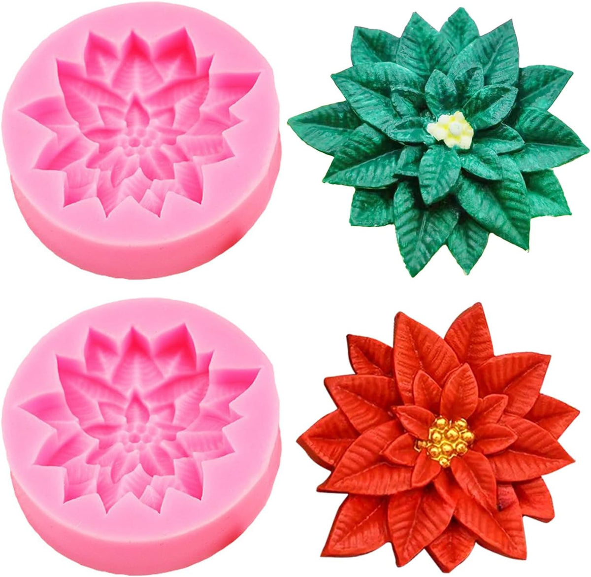 2PCS Christmas Holly Leaf Silicone Molds, Christmas Chocolate Fondant Mold for Baking, Plant Leave