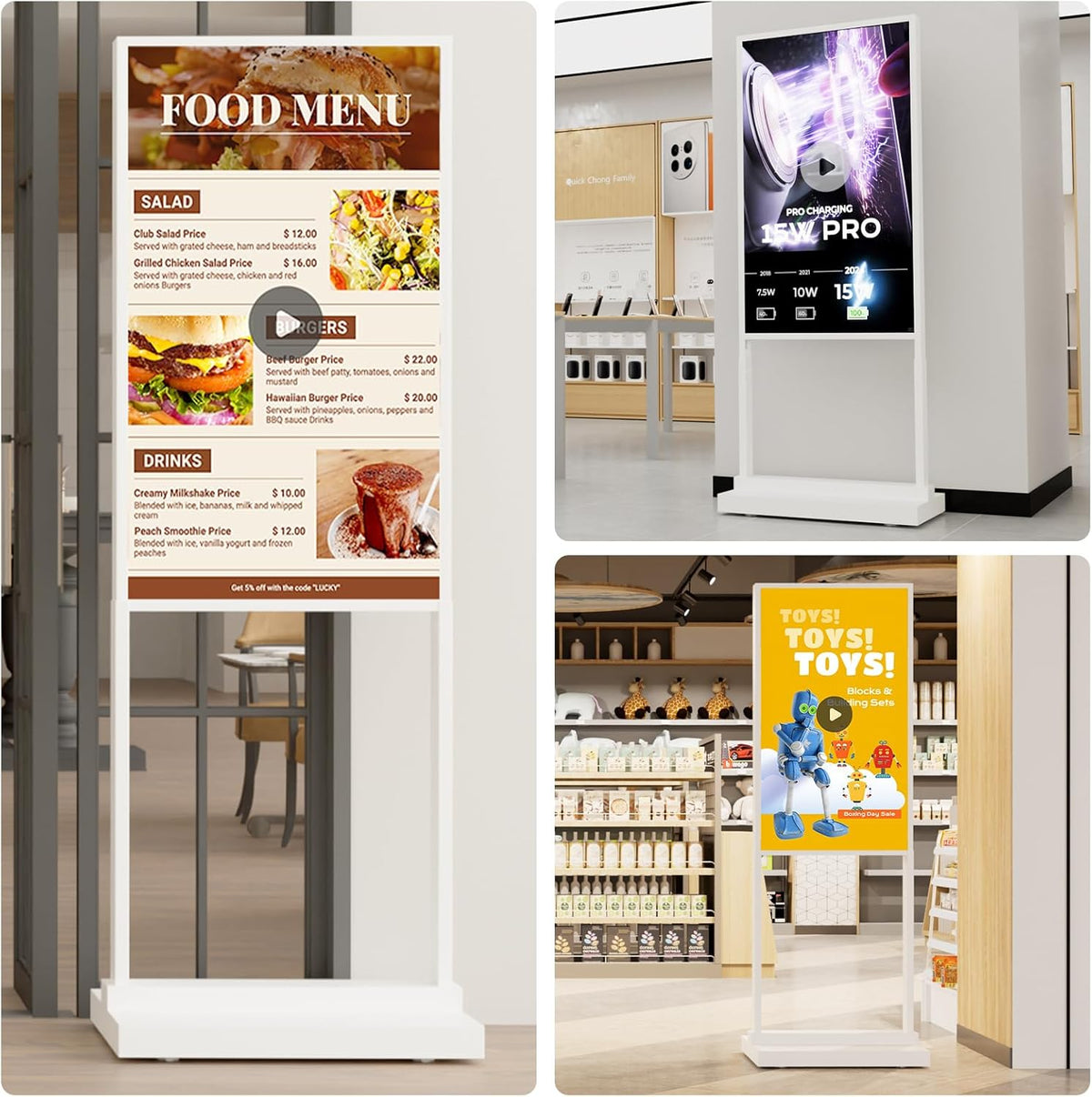 43 Inch 4K Touchscreen Kiosk, Indoor Capacitive Touch Floor Standing Digital Signage Displays