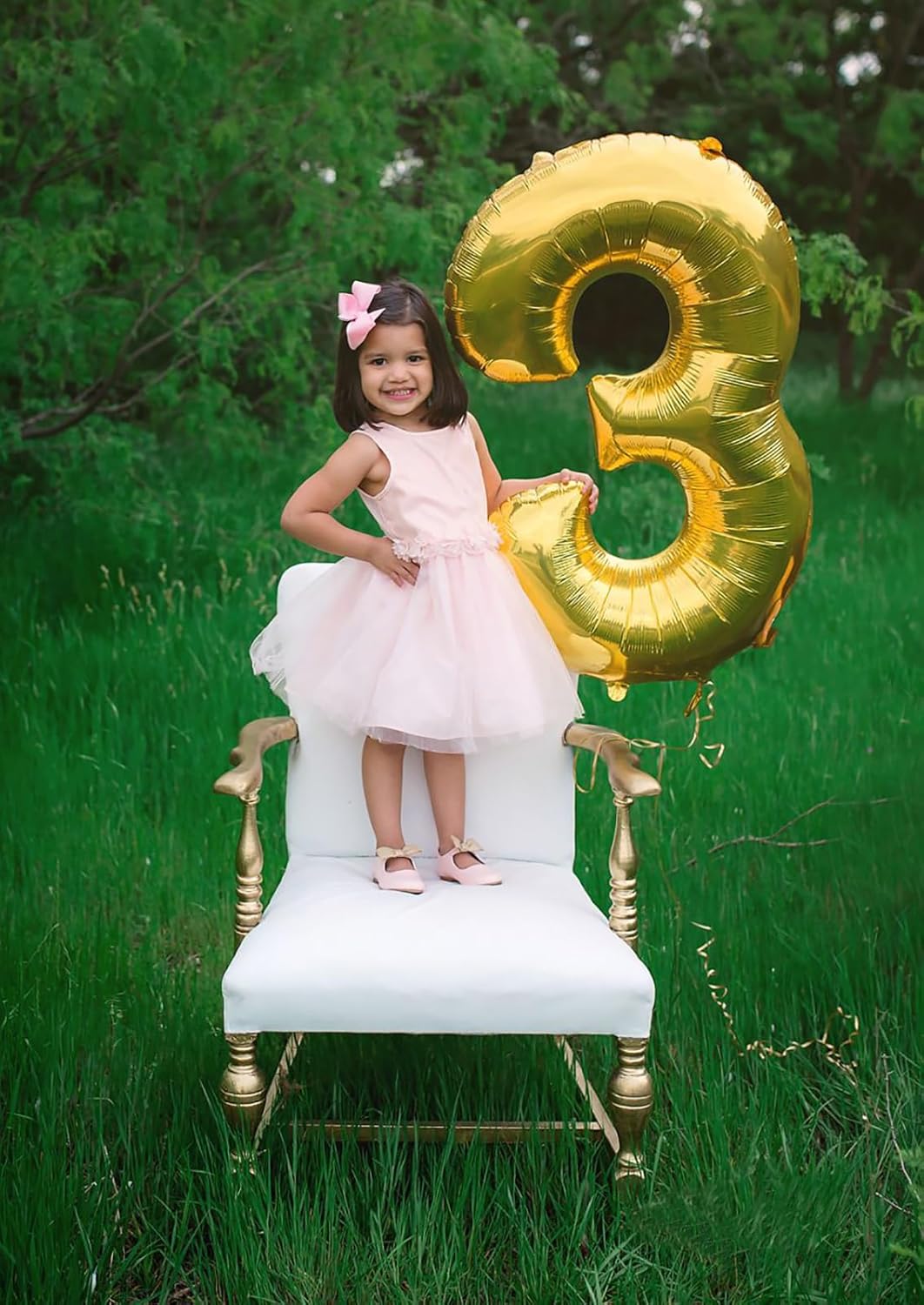 Jumbo Number 3 Balloon 40 Inch, Gold Mylar Foil Number Three Balloons for Boy Girl 3 13 23 33