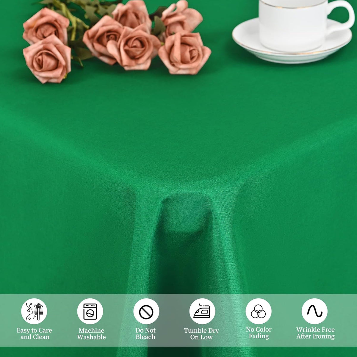 12 Pack Green Tablecloths for Rectangle Tables 60 x 126 Inch Polyester Tablecloth 8 Foot Rectangle