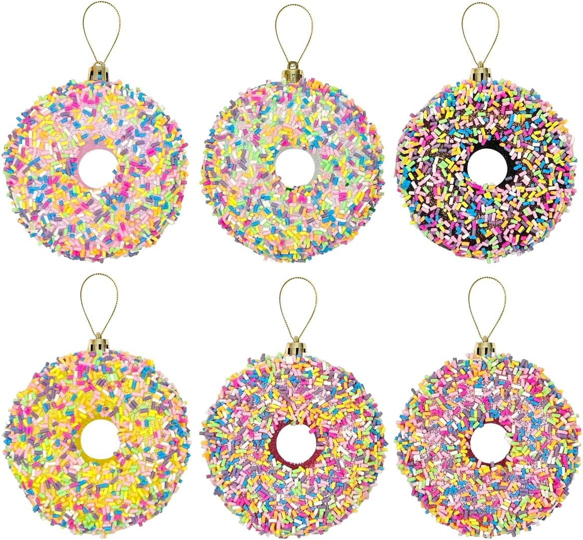 LANGXUN 6pcs Donut Candy Land 2025 Xmas Birthday Party Wedding Suppiles Decoration, Hanging Candy
