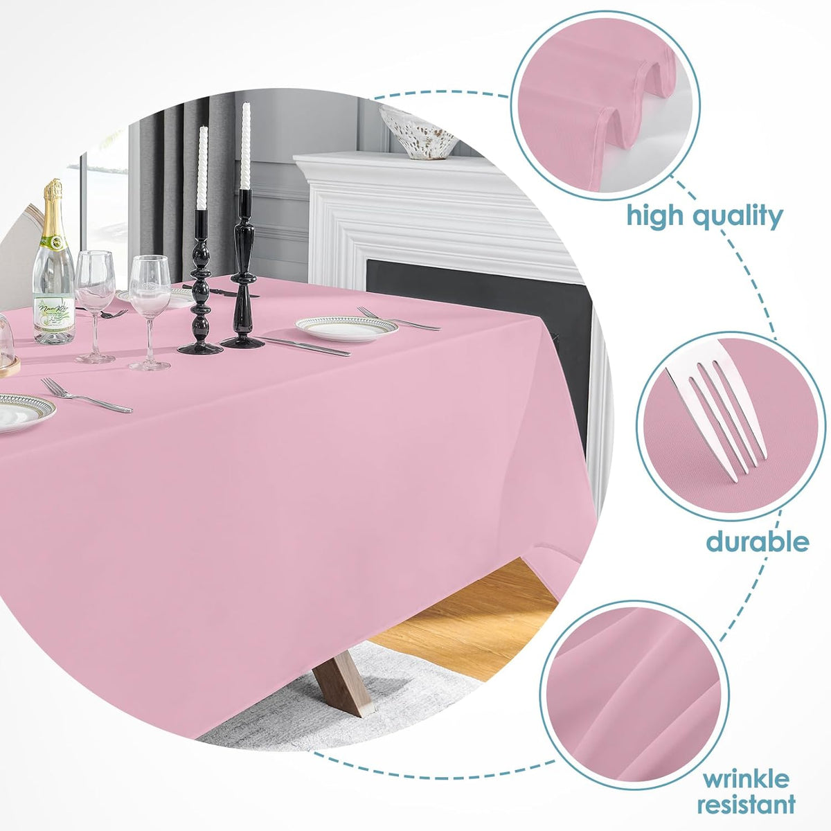 VidaFete Tablecloth 10 Pack 90 * 132inch Rectangle Table Cloth Polyester, Stain Wrinkle Resistant