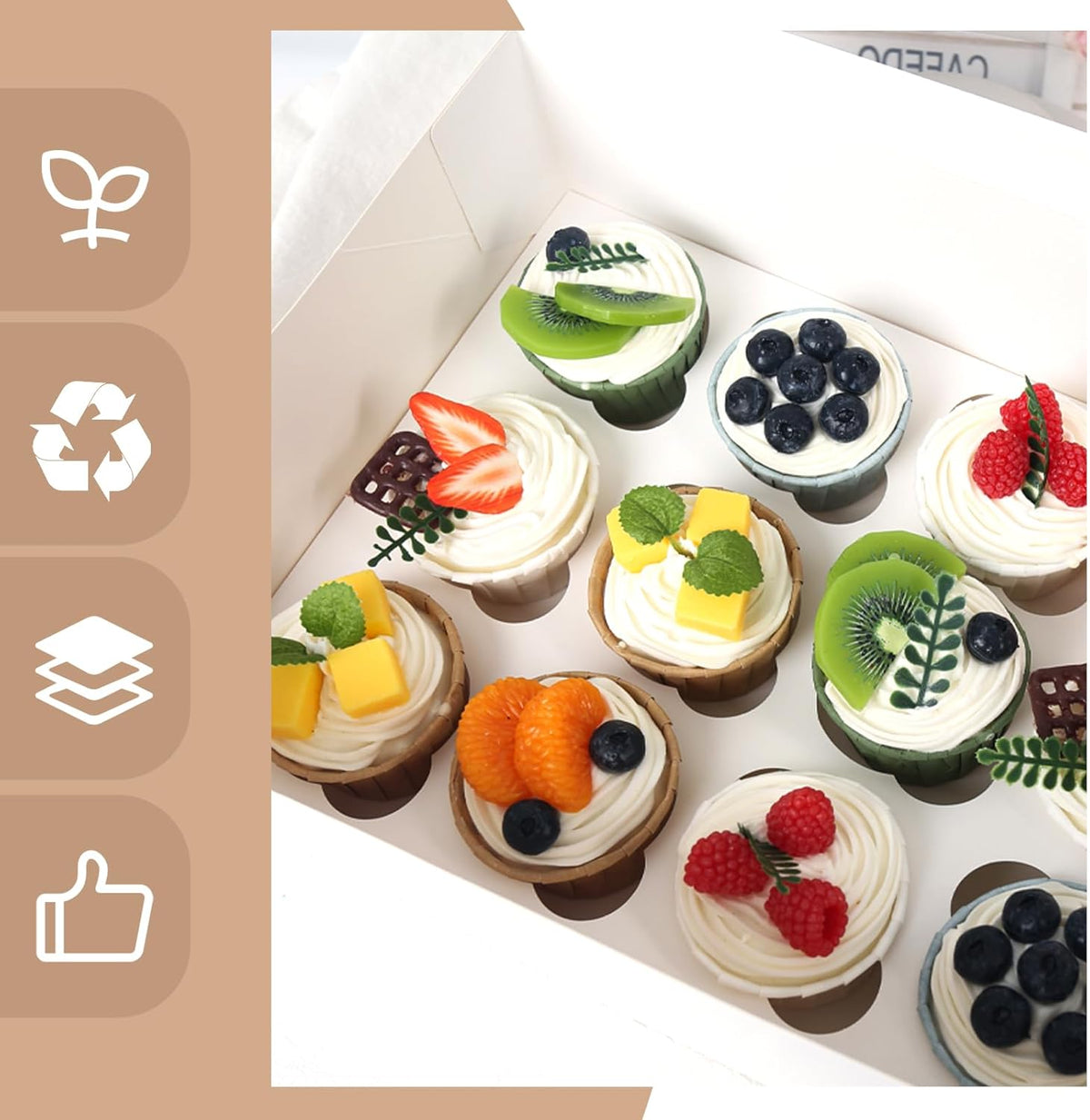 VGOODALL 3PCS White Cupcake Container, 12 Count with Window Boxes Holding 36 Pastry Box for