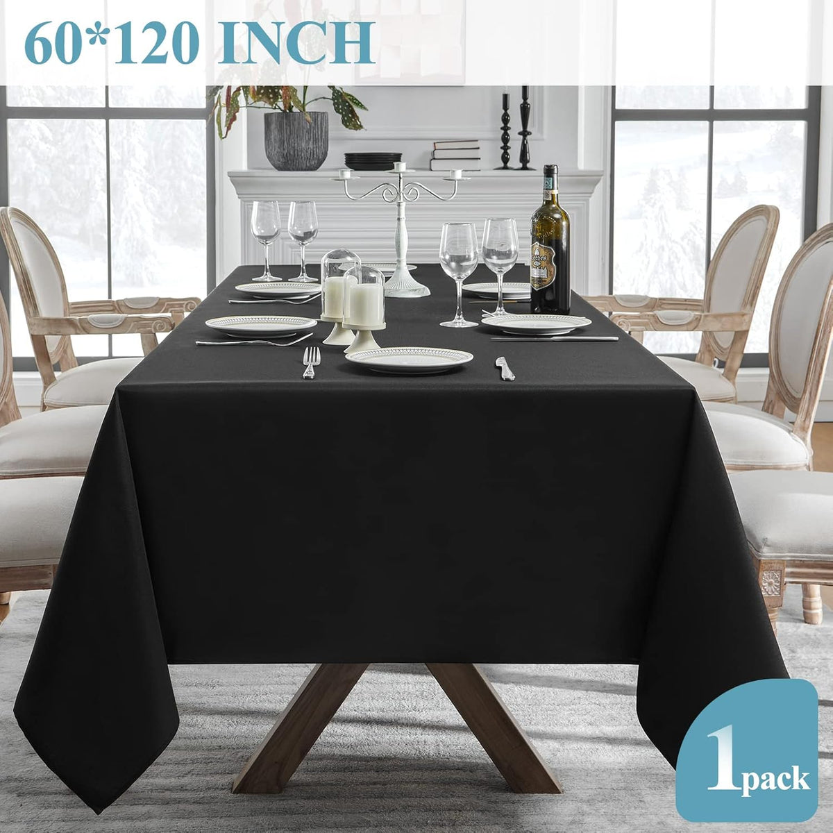 VidaFete Tablecloth 60 * 120inch Rectangle Table Cloth Polyester, Stain Wrinkle Resistant Polyester