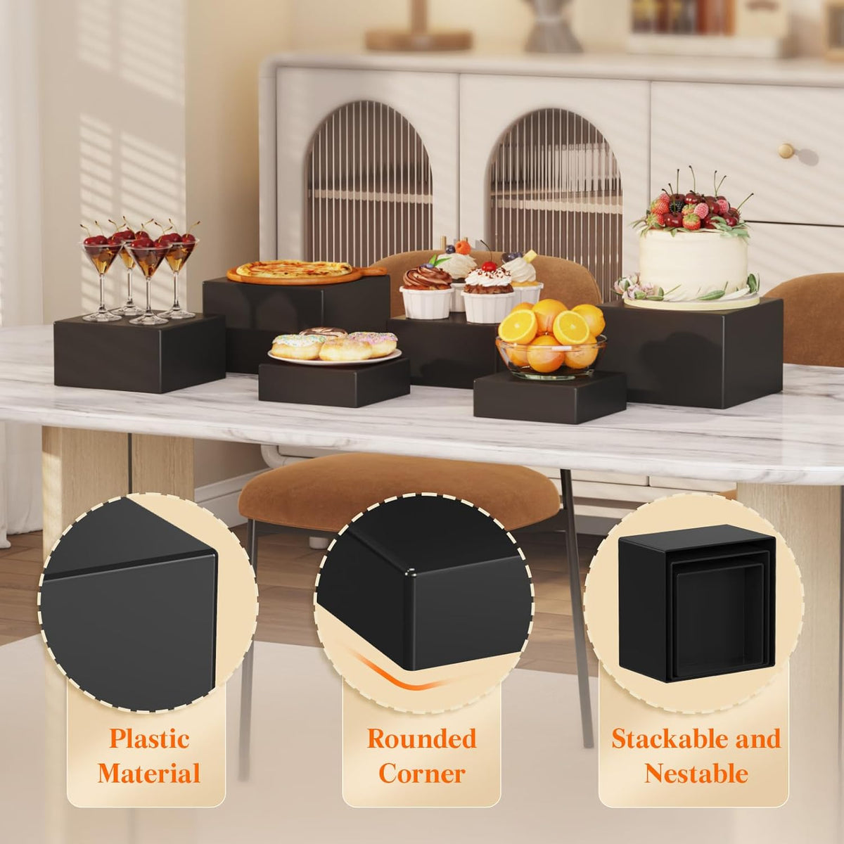 Lifewit Buffet Risers and Stands Up to 7.8", Food Risers for Buffet Table, Catering Dessert Cake