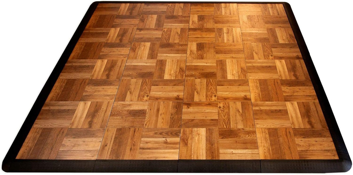 Big Floors 4X4DKOAKFLOOR Interlocking Lightweight Plastic Modular Dance Floor Kit (4' x 4'), Dark