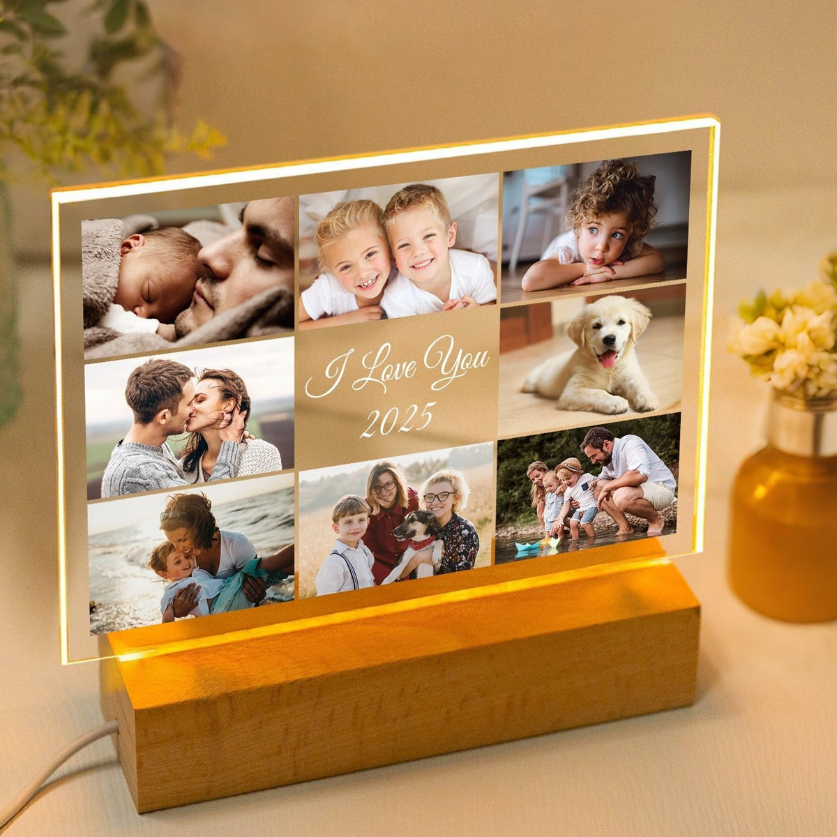 Custom Picture Frames with Photo, Customized Photo Frame with Night Light, Personalized Picture
