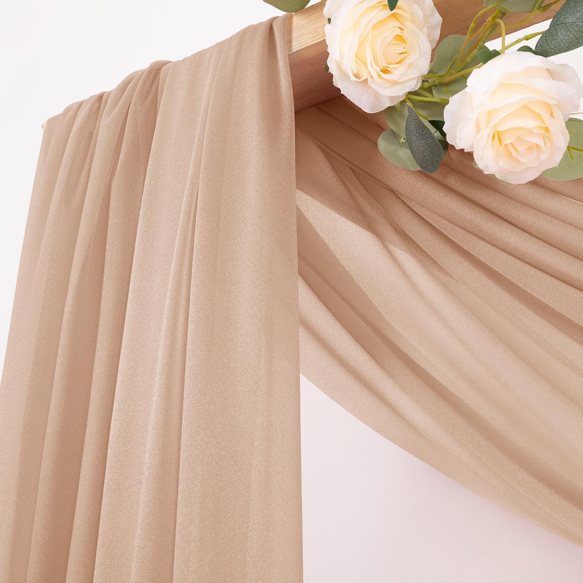 MLMC Nude Wedding Arch Draping Fabric 4 Panels 29" x 20 FT Extra Long Gauze Drapes Sheer Backdrop
