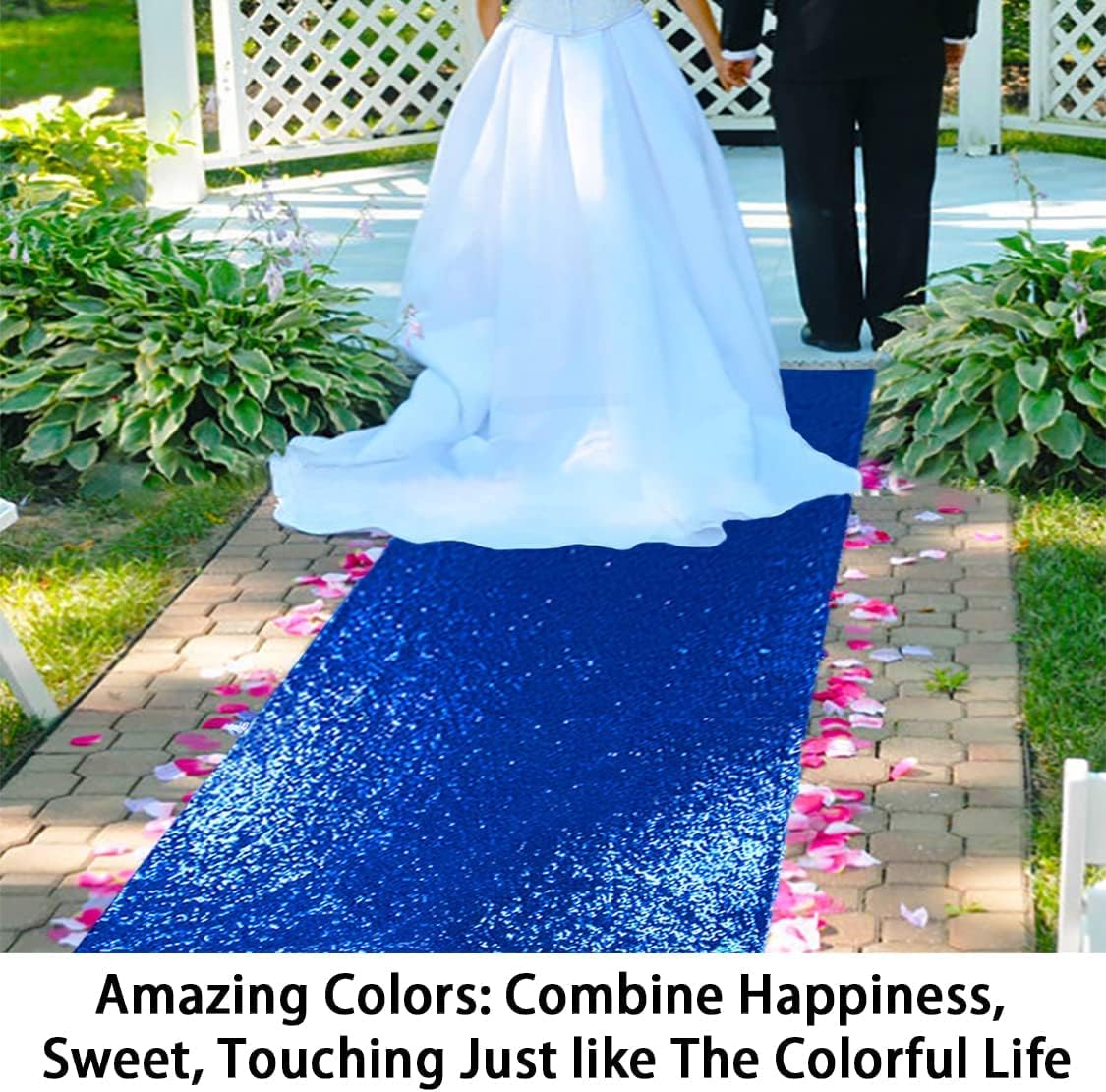 ShinyBeauty Royal Blue Sequin Aisle Runner, 4FTx20FT Glitter Wedding Walkway for Elegant Hallways