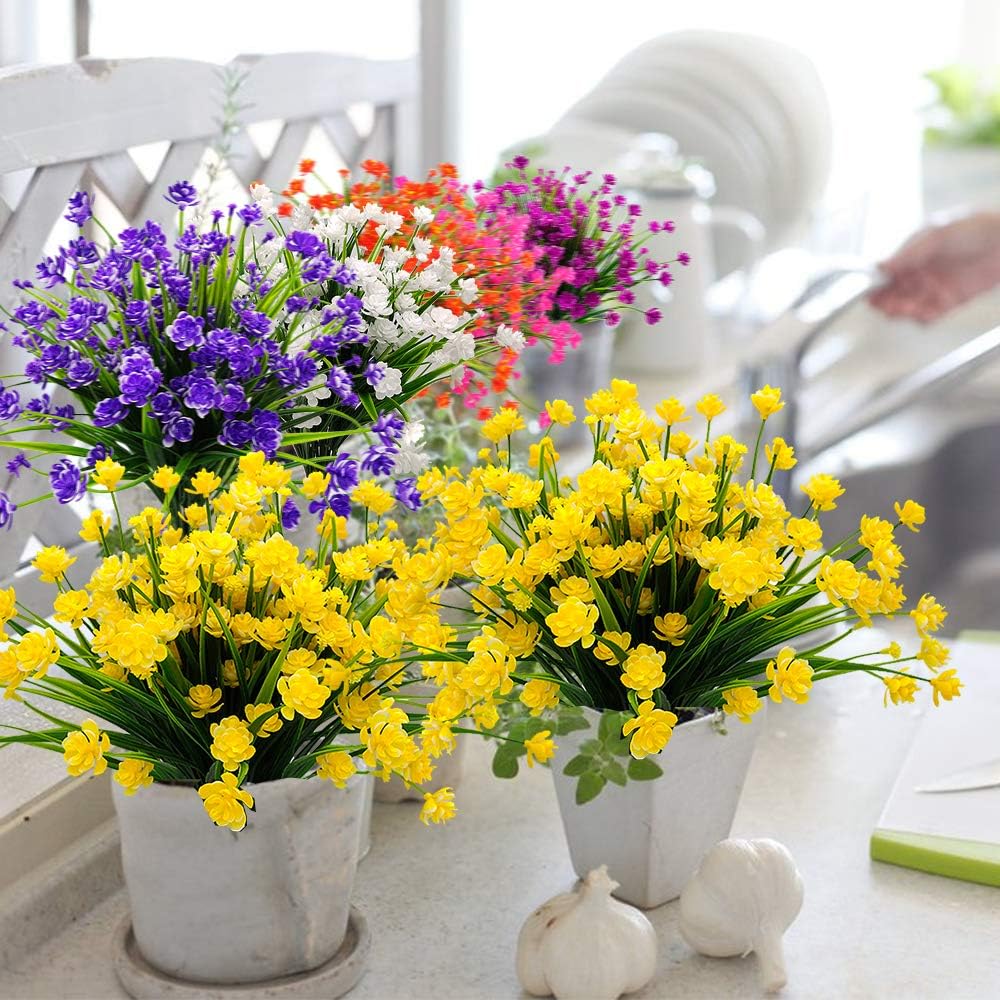 Artificial Flowers Outdoor UV Resistant Fake Plants Indoor Outside Hanging Planter Home Garden