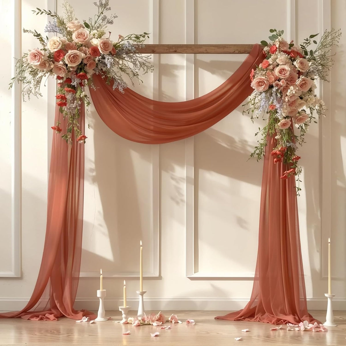 Wedding Arch Draping Fabric, 1 Panel 28" x 19Ft Terracotta Wedding Arch Drapes Sheer Backdrop