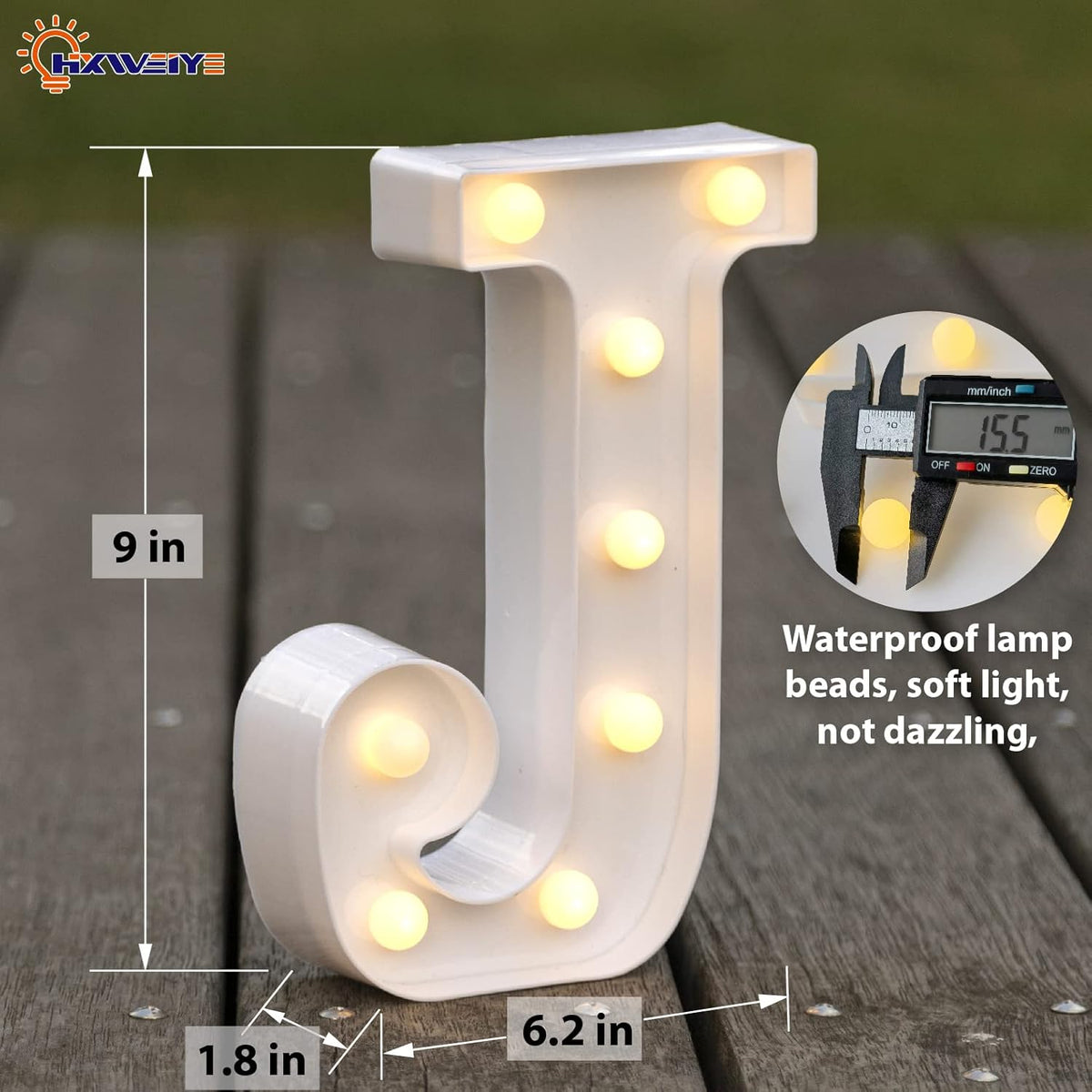 HXWEIYE LED Marquee Letters Lights Sign - J, 26 Alphabet & Number 0-9 Warm White Led Letters for