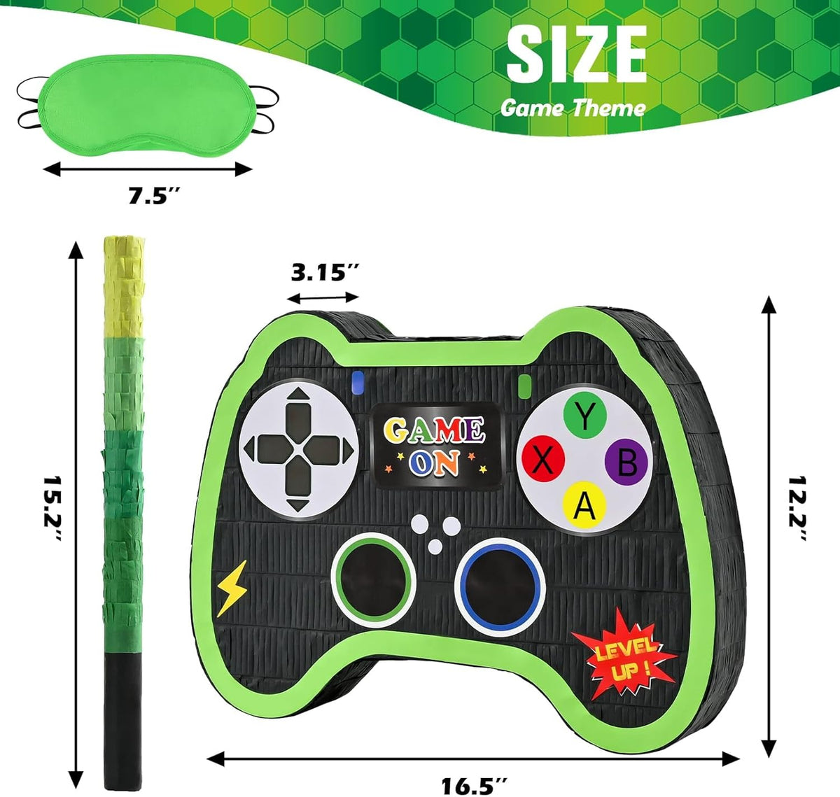WERNNSAI Video Game Controller Piñata - Game Party Supplies Piñata Bundle with Blindfold and Bat