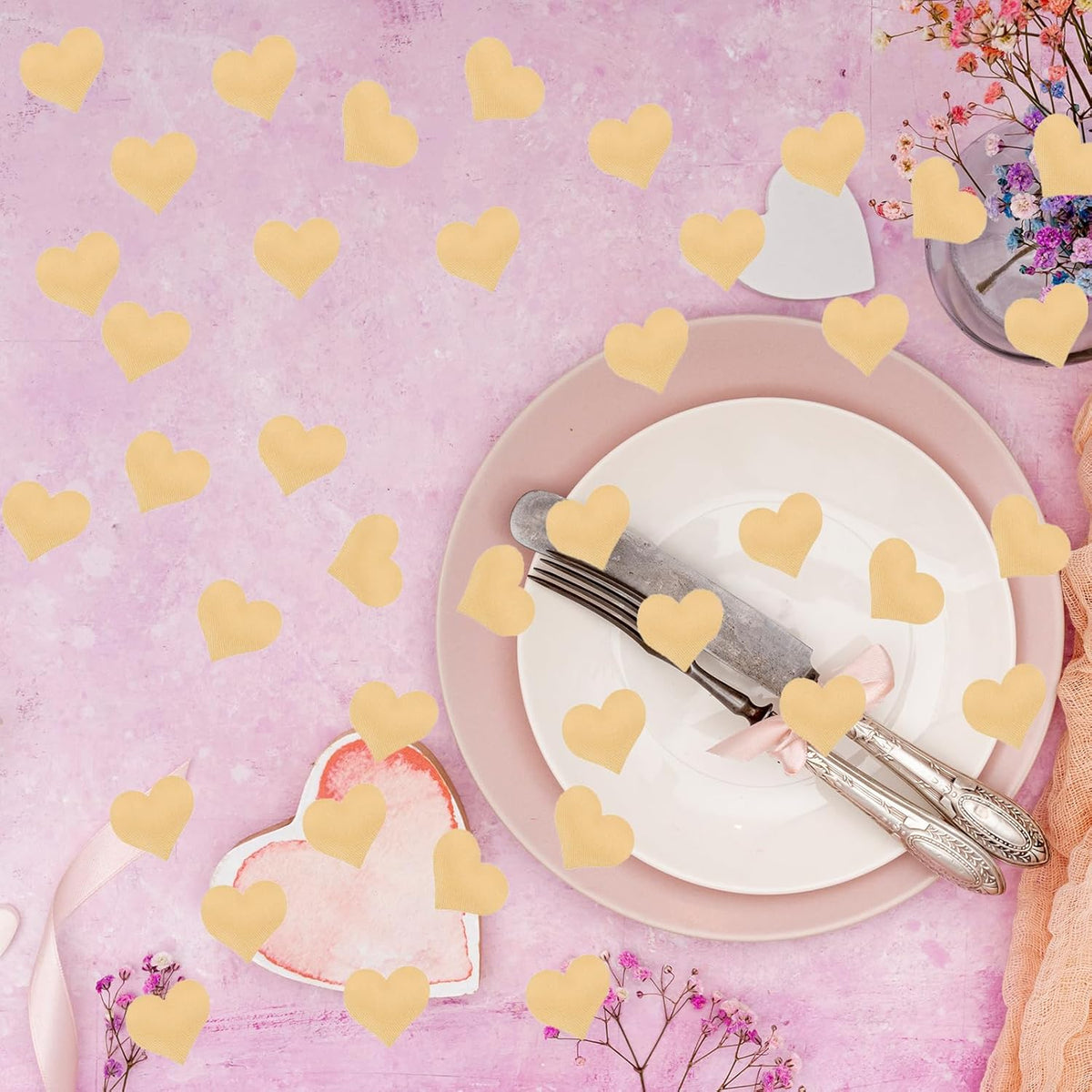 100pcs Champagne Heart Sponge Confetti Decor Heart Confetti Heart Shape Petals Scatter Confetti