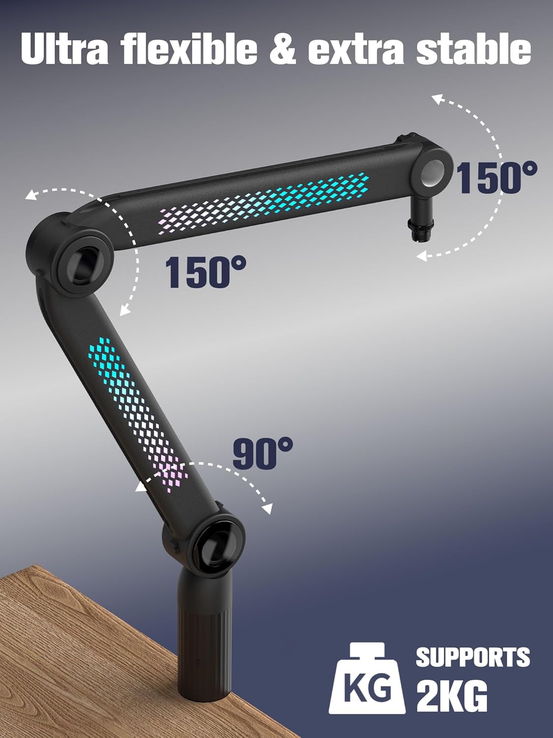 SUNMON RGB Mic Arm ??Adjustable Boom Arm with Rhythm RGB Lighting for Blue Yeti, HyperX QuadCast