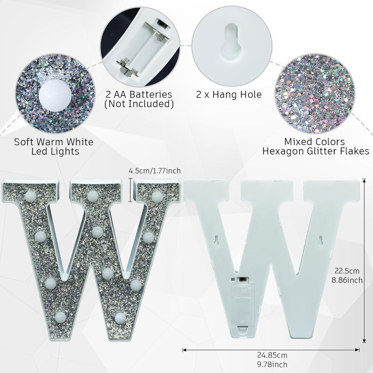 Light Up Letters - Marquee Decor, Glitter Alphabet & Number Signs for Prom, Events or Engagement