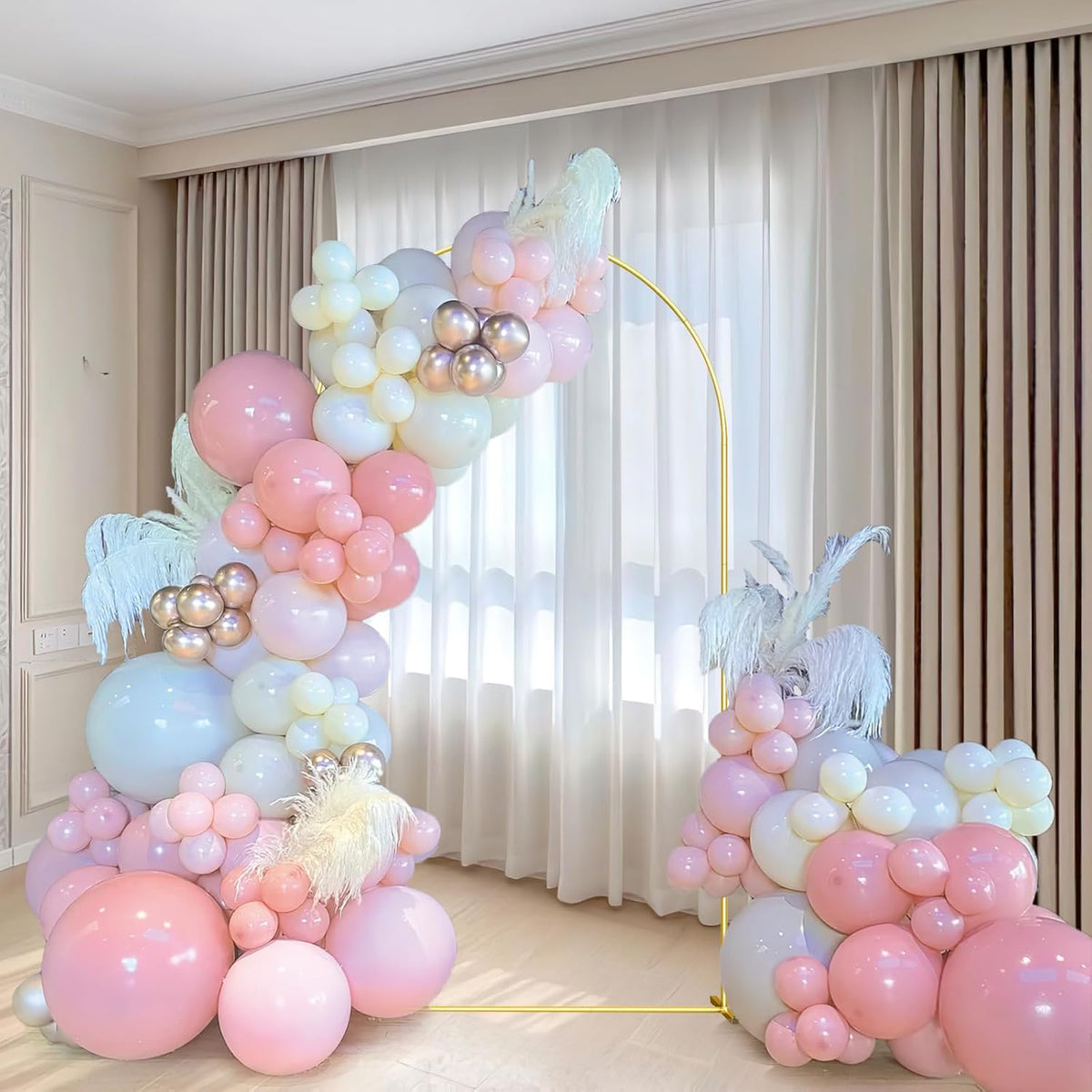 Wedding Arch Backdrop Stand 6FT Gold Wedding Balloon Arched Backdrop Stand Square Arch Frame for