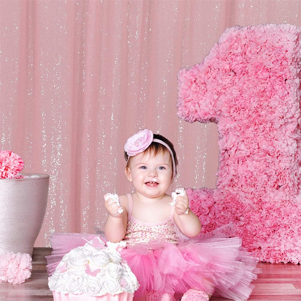 Eternal Beauty Pink Sequin Backdrop, 6x8 Ft Glitter Background Curtains for Shimmer Photography
