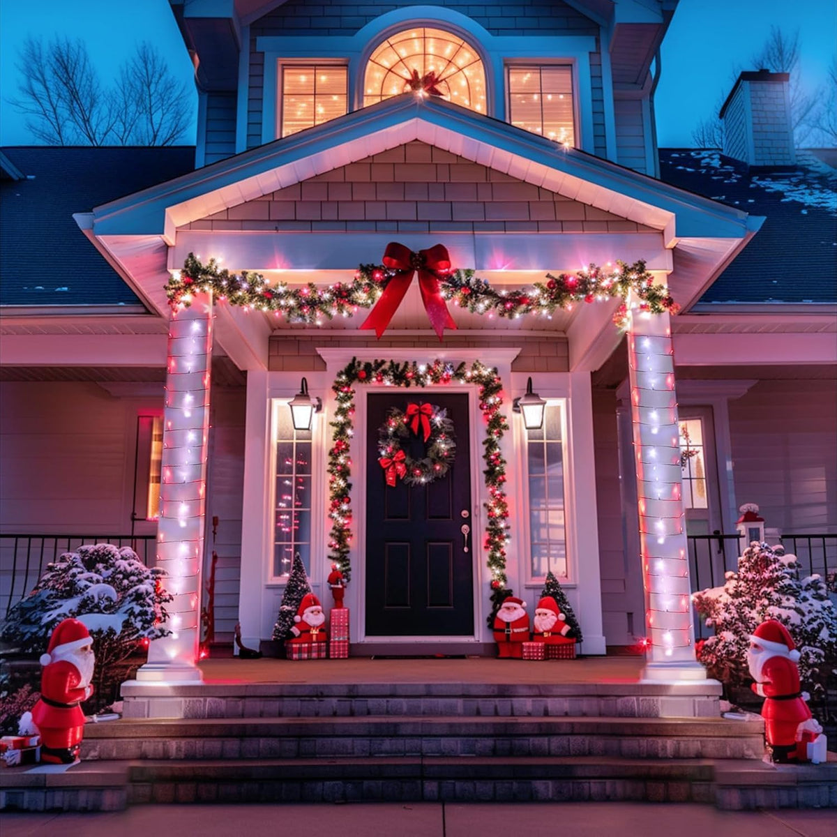JMEXSUSS Red and White Christmas Tree Lights with Remote, 600 LED String Lights Outdoor Indoor