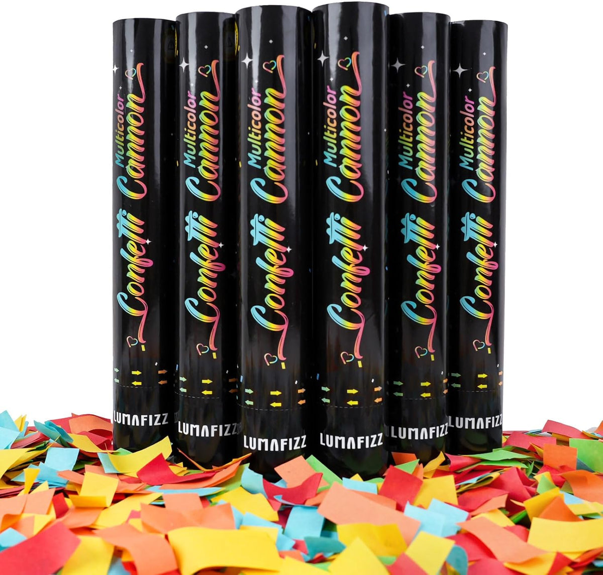 12 InchConfetti Biodegradable [6 Pack Confetti Cannons | Multicolor Confetti Poppers for Wedding