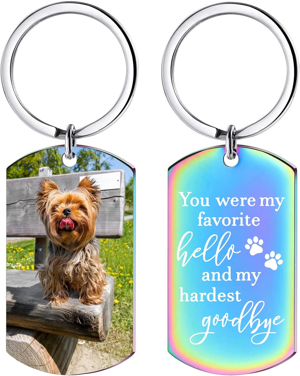 Funnylife Personalized Dog Memorial Photo Keychain Stainless Steel Custom Pet Memory Keychain Loss