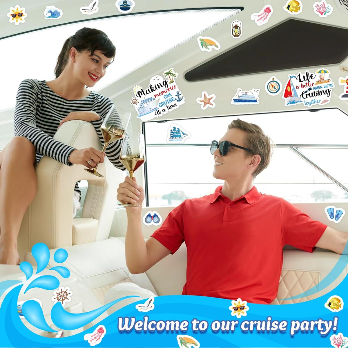 Cruise Door Decorations Magnetic, 27 Pcs Large Nautical Cruise Ship Magnets for Door Funny Carnival