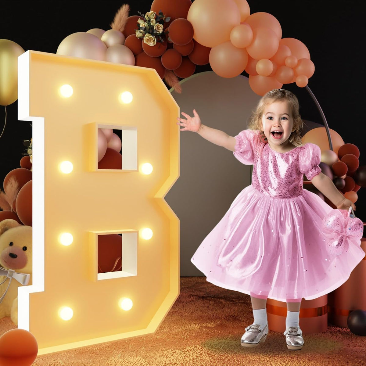 imprsv Marquee Letter B, 3FT Block Craft Kit for Party Decorations, Large Light Up Letters for
