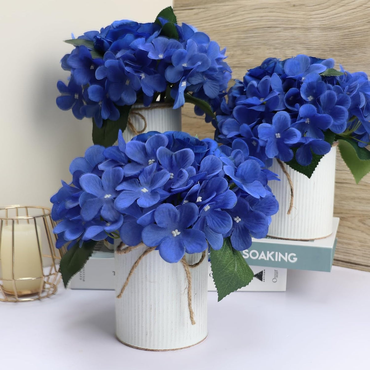 Flower Table Centerpieces - Set of 6 Floral Arrangement Artificial Wedding Hydrangeas Floral