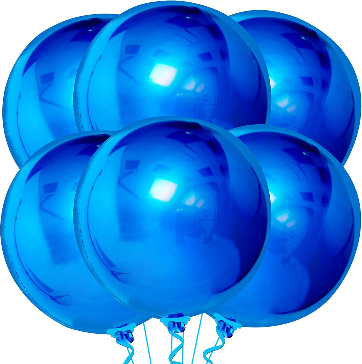 KatchOn, Large Blue Mylar Balloons - 22 Inch, Pack of 6 | Royal Blue Metallic Balloons for Party