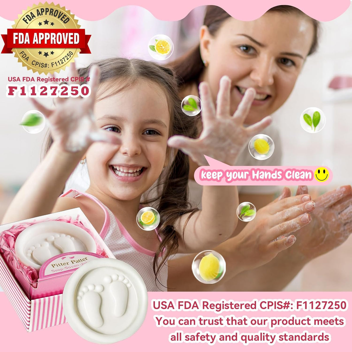 AIXIANG Baby Shower Favors Soaps Handmade Pink Gift Boxed Little Baby-feet Scented Soap Favors for