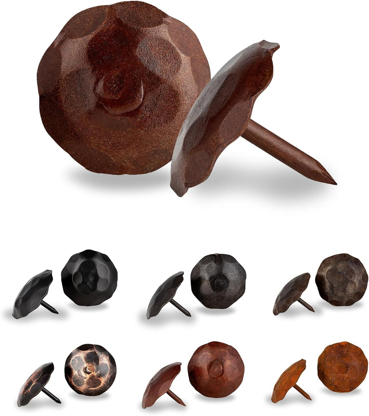 10 Pack 1" Small Round Head Iron Clavos Decorative Nails – Sealed Rusted – Handmade Rustic Round