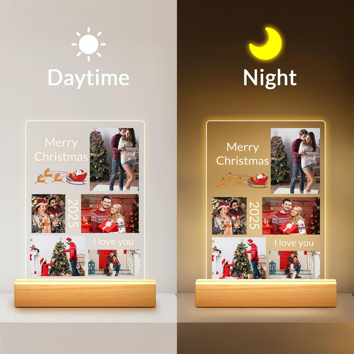 Custom Picture Frames with Photo, Personalized Photo Frame with Night Light, Customized Picture