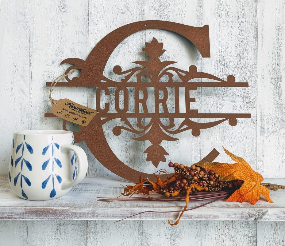 RealSteel Metal Split Letter Monogram – Personalized Last Name Sign for Home & Outdoor Décor